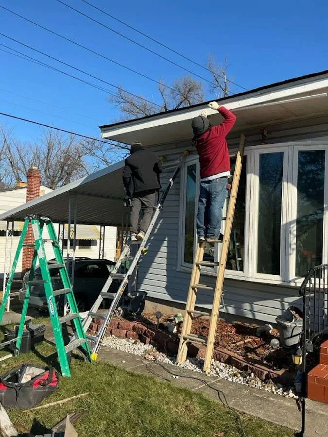Restoration crew performing exterior repair in South Cleveland
